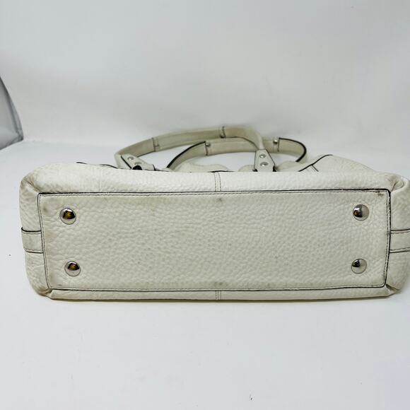 Coach Soft Pebble Leather Satchel Bag Handbag Purse Ivory Gold - Picture 2 of 8